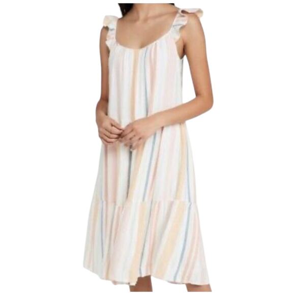 Rails Capri Mellon Stripe Linen Blend‎ Dress Size XS Tiered Layered Pastel - Picture 1 of 10